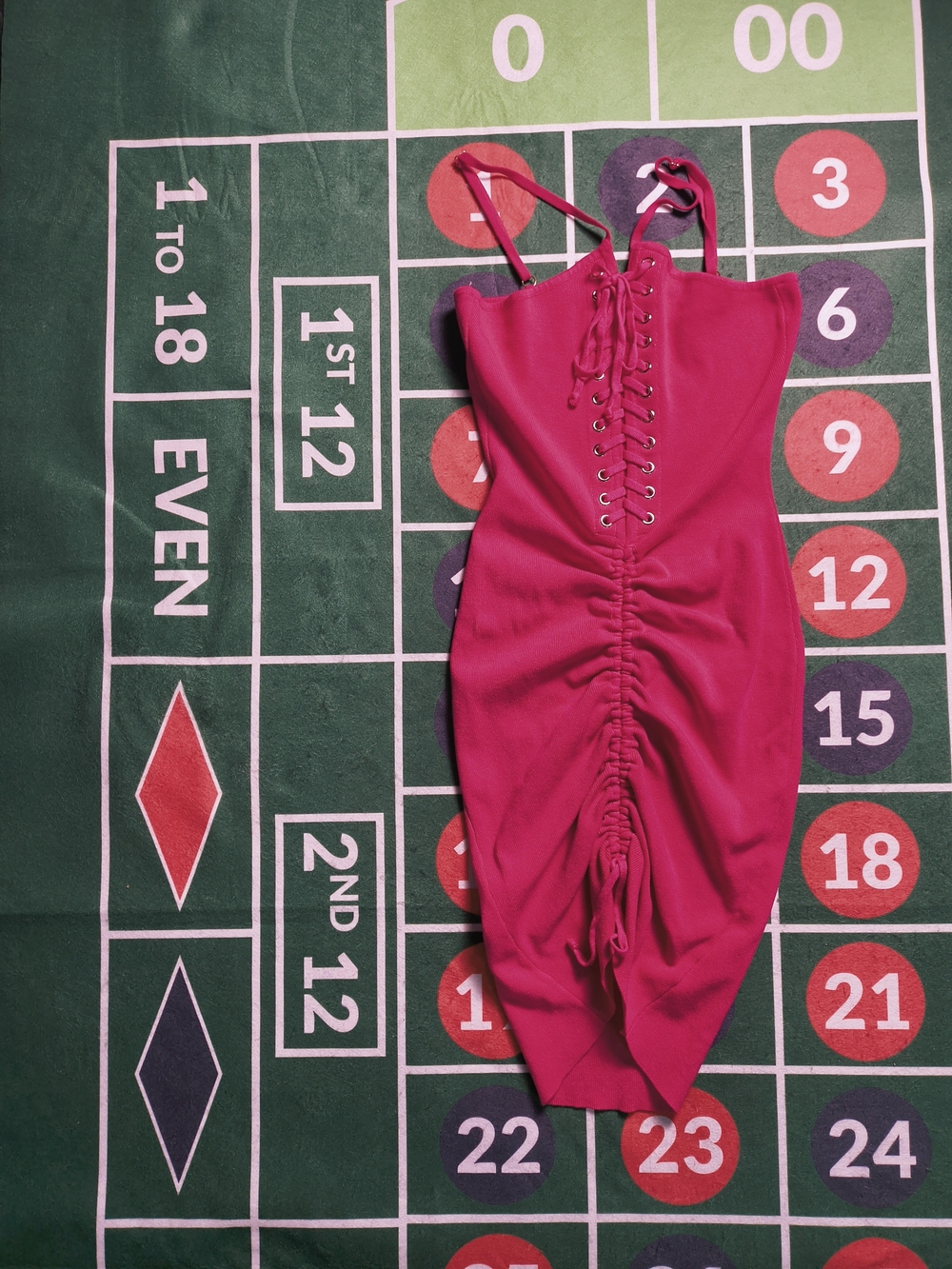 Fashion Nova Hot Pink Strapless Lace-Up Ruched Midi Dress Size Large - Picture 5 of 13